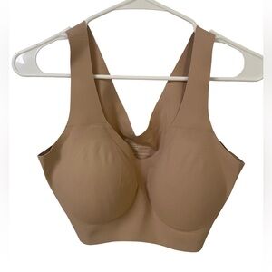 Honeylove Bra V-Women’s XL XLarge Nude Tan Wireless V-Neck Comfort Support